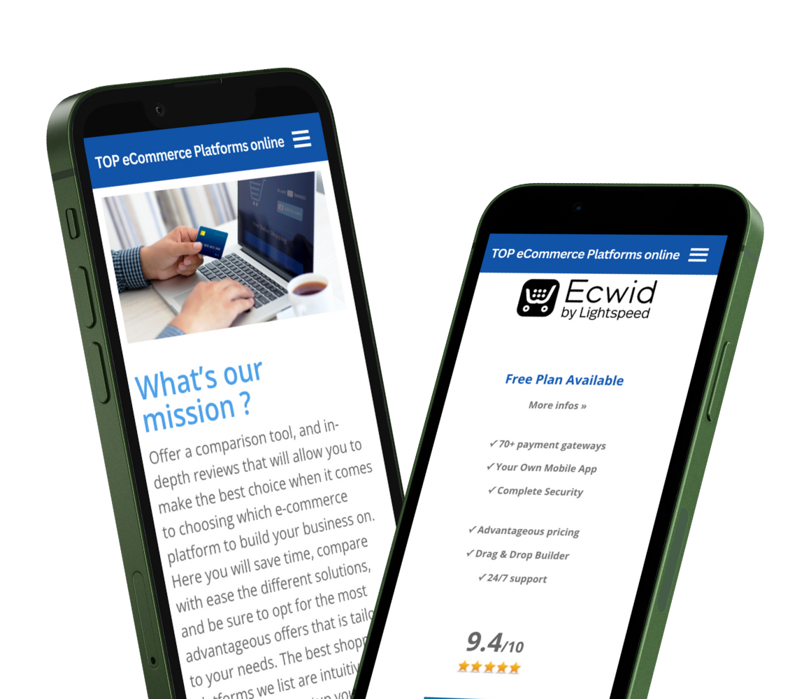 Comparison platform shown on two mobile devices